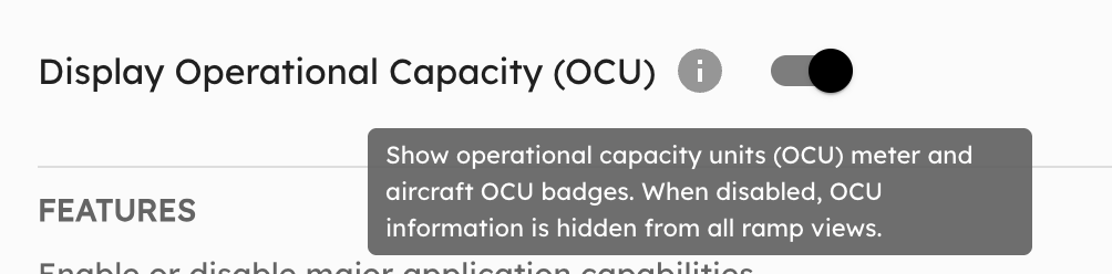 OCU display toggle in Configuration settings