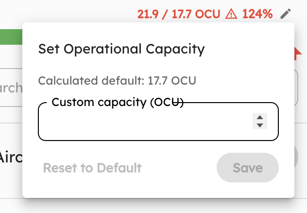 Set a custom operational capacity